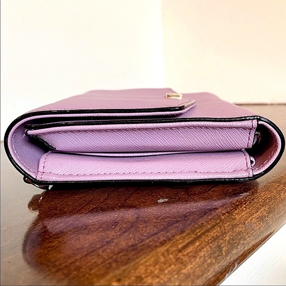 Kate Spade Bright Lavender Leather Mini Crossbody Bag Clutch Wallet 14K Gold - Picture 11 of 12